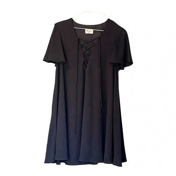 Show Me Your MuMu Kylie Lace Up Black Dress Women Size Small - Picture 3 of 10